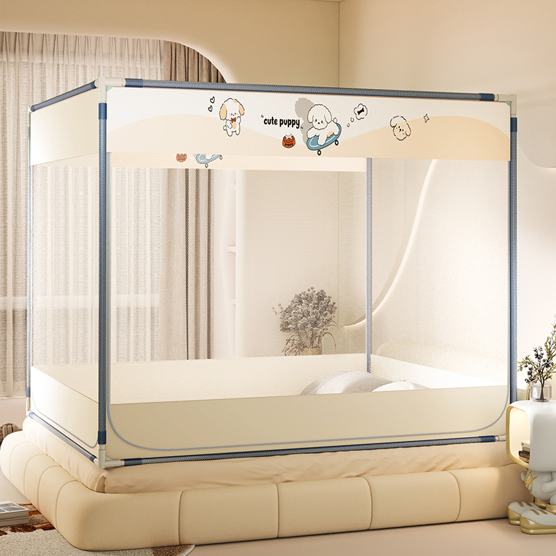 悠梦嘉居 YW-14806 轻奢绗绣碳素钢防摔蚊帐 180*200*170cm高清大图