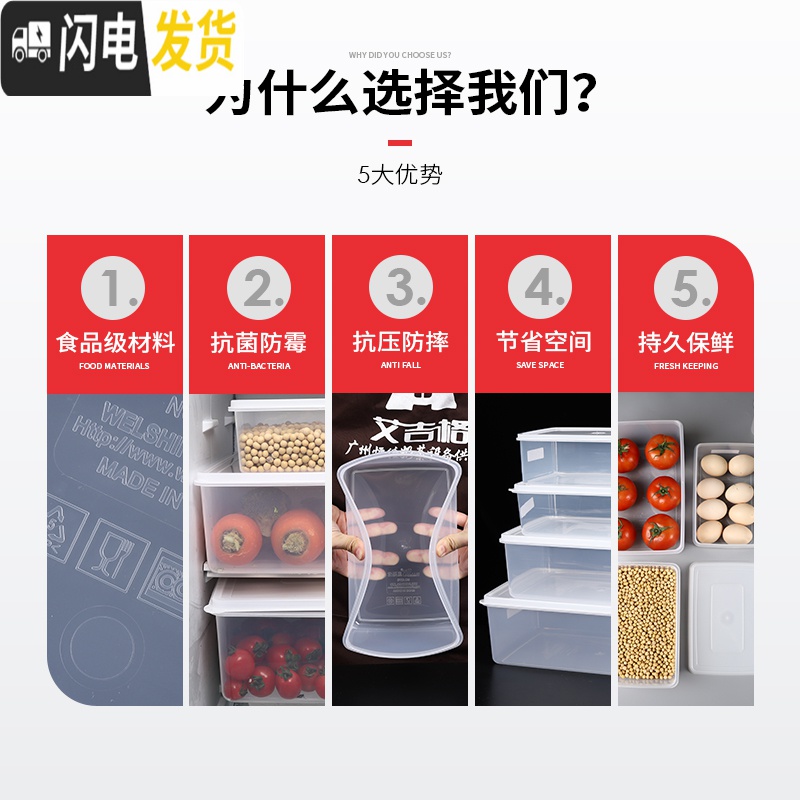 三维工匠保鲜盒塑料盒子透明食品盒长方形冰箱收纳盒大容量加厚带盖高清大图