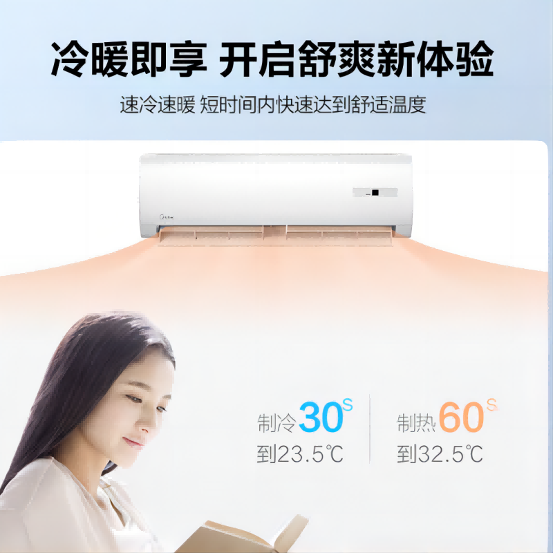 美的(Midea)大1匹 省电星 新三级能效 变频冷暖 壁挂式空调挂机 KFR-26GW/BDN8Y-DH400(3)A