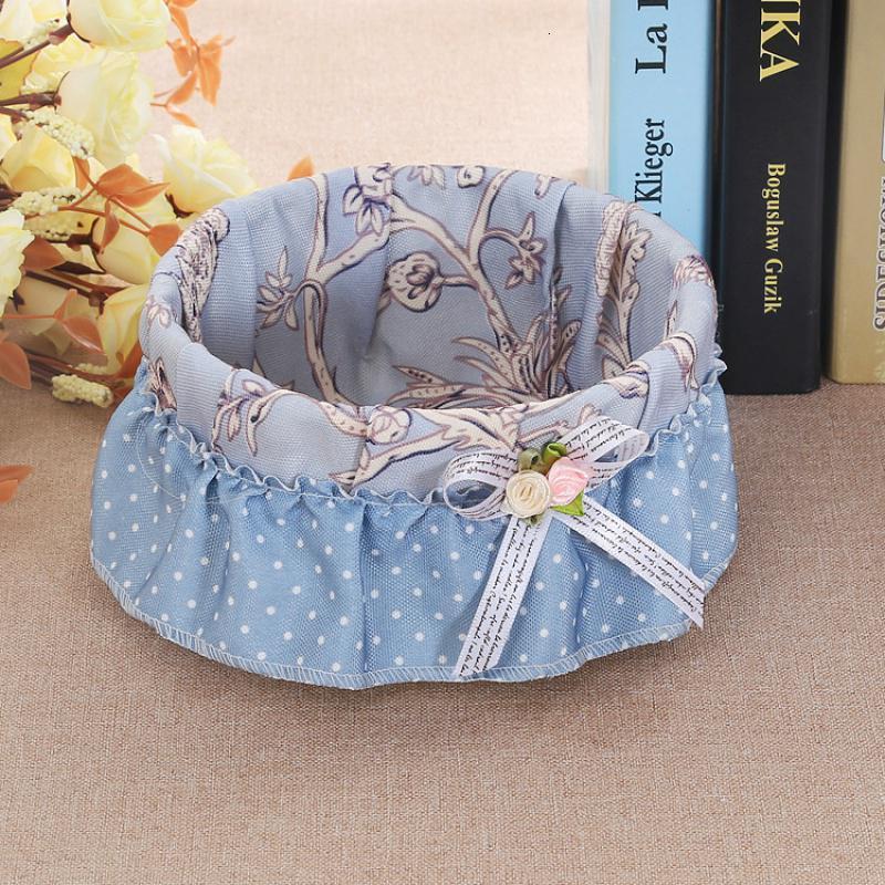 家柏饰(CORATED)创意田园化妆品收纳盒篮 布艺藤编收纳筐 桌面手机遥控器收纳篮 暗香圆形