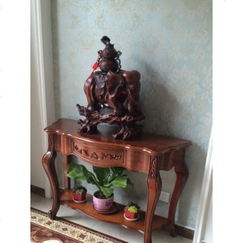 美式玄关桌 展示厅柜半圆玄关柜 仿古沙发背几 欧式实木玄关台高清大图