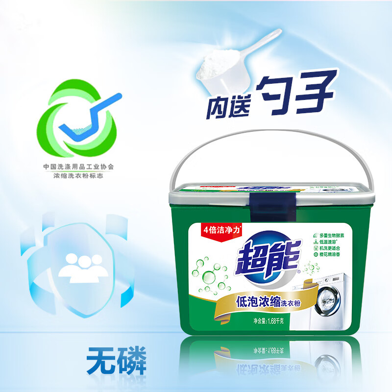 超能 低泡浓缩洗衣粉 1.68kg高清大图