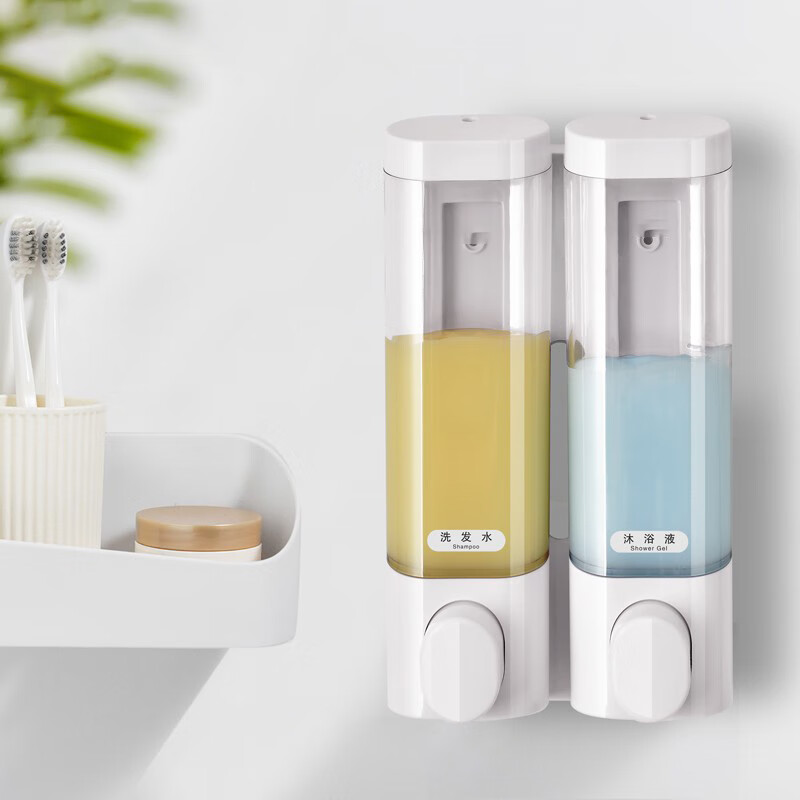 向隆 免打孔皂液器壁挂透明白+免打孔