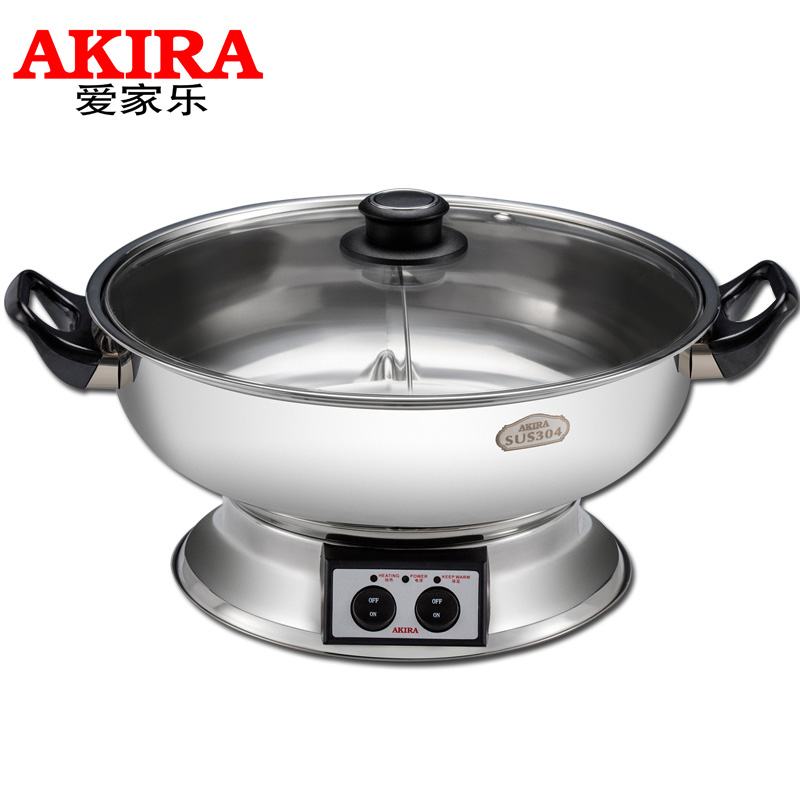 新加坡爱家乐(AKIRA) 电火锅 KL-S42/SG加厚款 5L/升 家用分体 304不锈钢 过热保护 电热锅高清大图