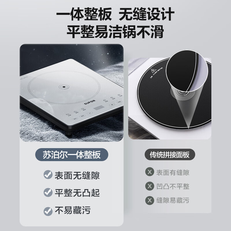 苏泊尔(SUPOR)电磁炉家用火锅炉 一体防水面板耐磨易清洁2200W猛火可爆炒24h预约定时[C22-IA630D]