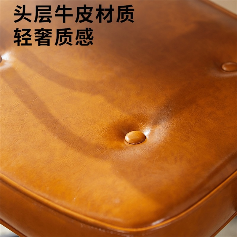 易企采 咖色皮椅子靠背电脑椅家用书房书桌椅卧室座椅牛皮办公椅旋转椅