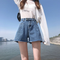 轻奢世家牛仔短裤女夏季新款白色高腰直筒牛仔裤韩版卷边显瘦超短裤子