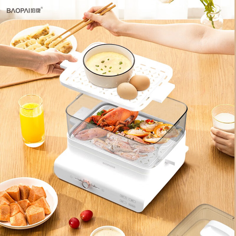 豹牌 多功能电蒸锅 BP-ES132 三层蒸格设计,可根据需求自由搭配 18L