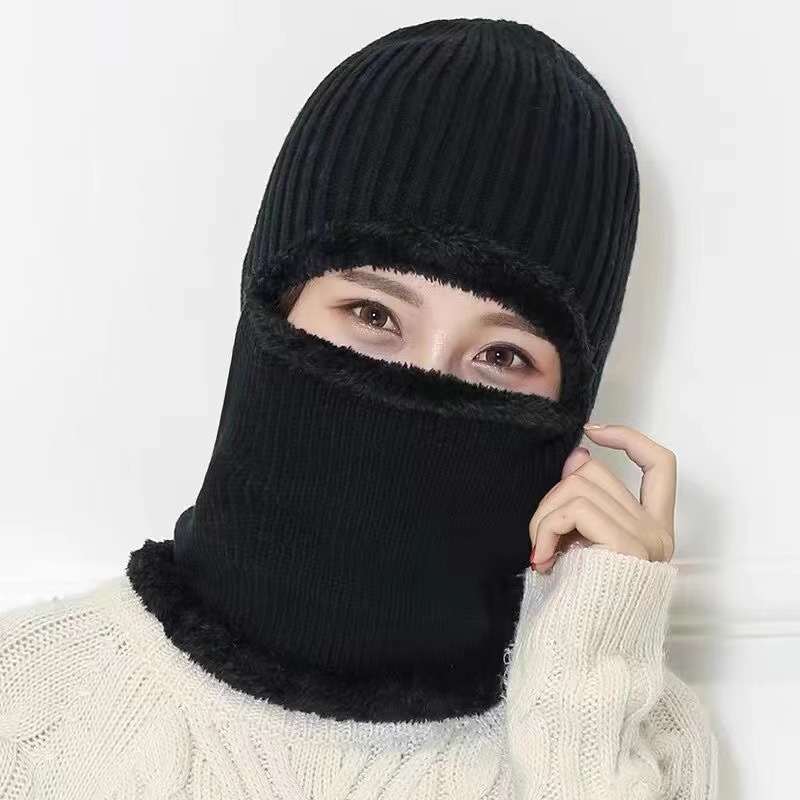 冬季保暖头套男女防风帽防寒面罩骑行围脖护脸罩骑电动车装备 黑色【加绒加厚·保暖防风】