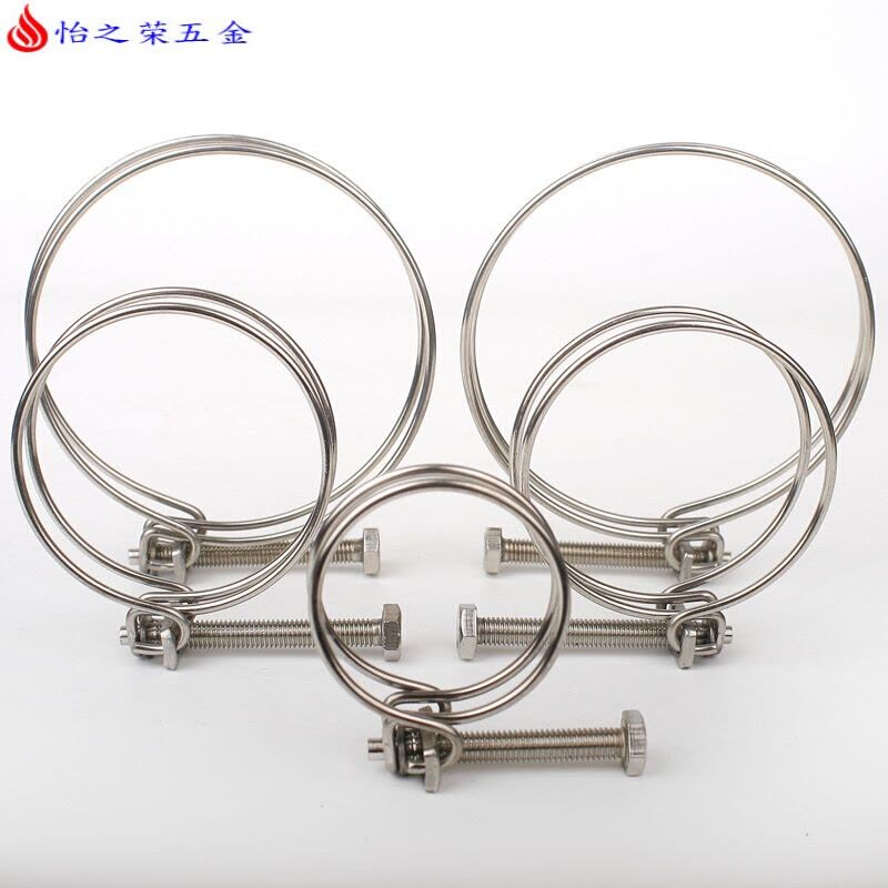 1-6寸不锈钢钢丝箍双钢丝卡箍管夹喉箍管卡卡子水管农用水带管箍 3寸(80mm)不锈钢丝卡图片