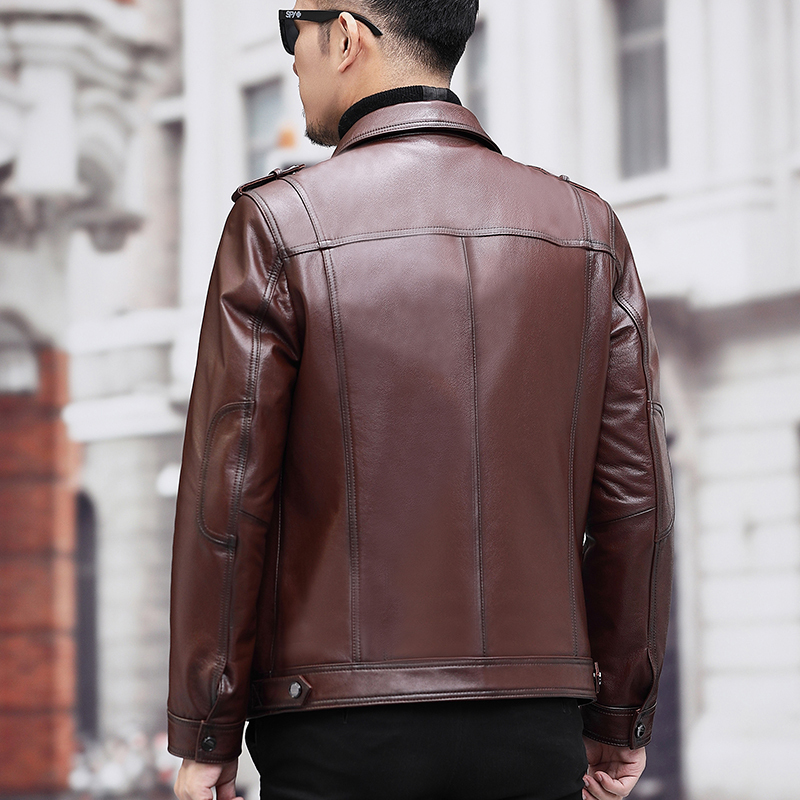 lidenamani/利登 阿玛尼男装皮衣牛皮真皮外套男士2022秋冬季厚款商务