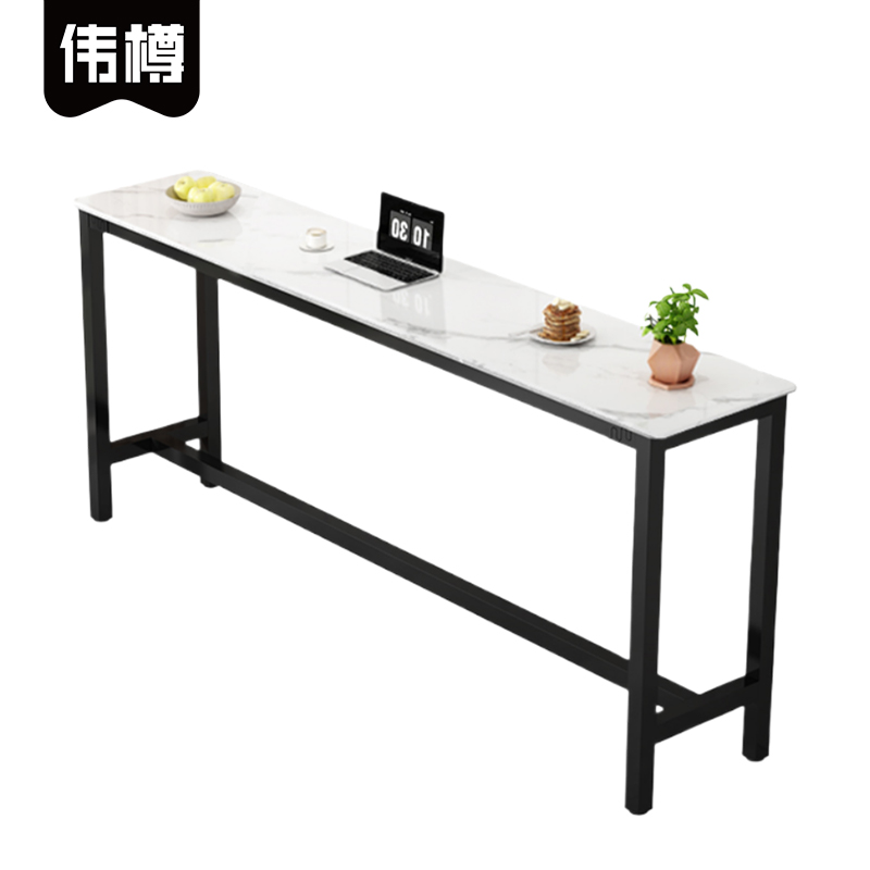 伟樽岩板长条桌160*40*105cm张高清大图