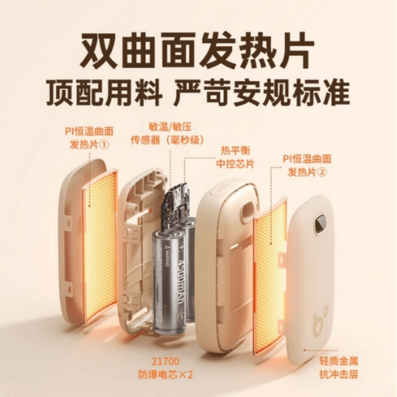 [内蒙地区可发]几素(JS)双面锁温羊皮绒暖手宝NS06米色9000mAh高清大图