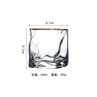欧式酒吧威士忌酒杯家用个性不规则烈酒杯异性厚底水晶玻璃杯|扭纹杯透明金边 单支装