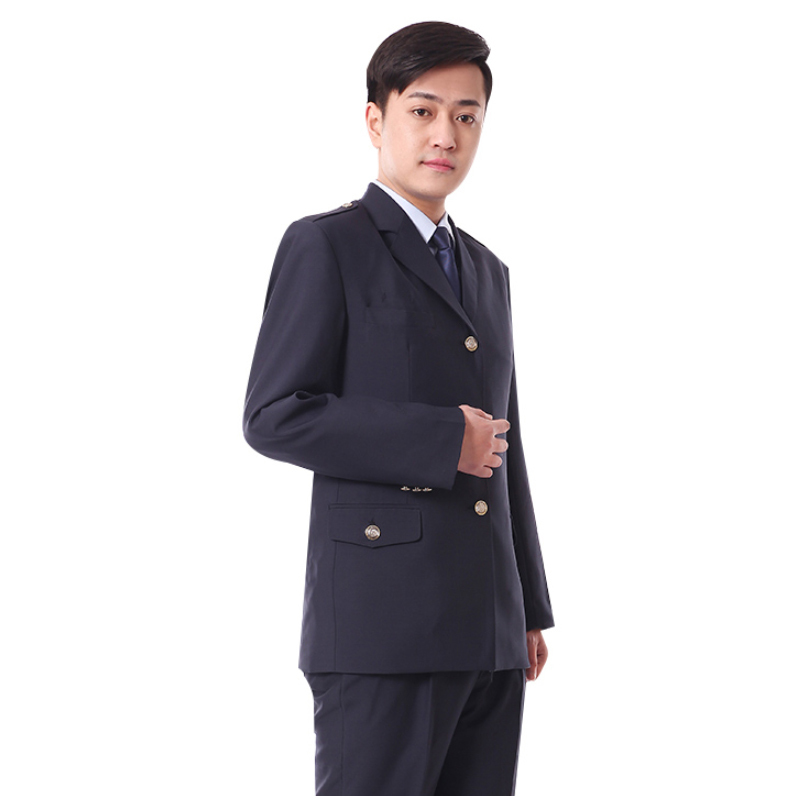 男款外套西裤春秋套装藏蓝色商务款工作服