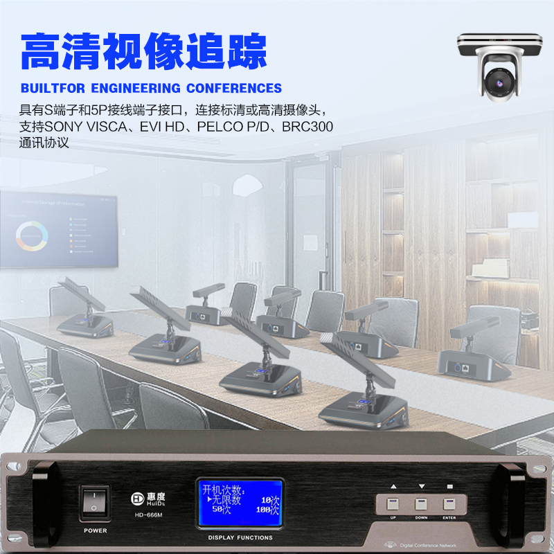 惠度(HuiDu)HD-666M专业有线手拉手会议麦克风工程系统抗干扰讨论型电容方管话筒一拖二十高清大图