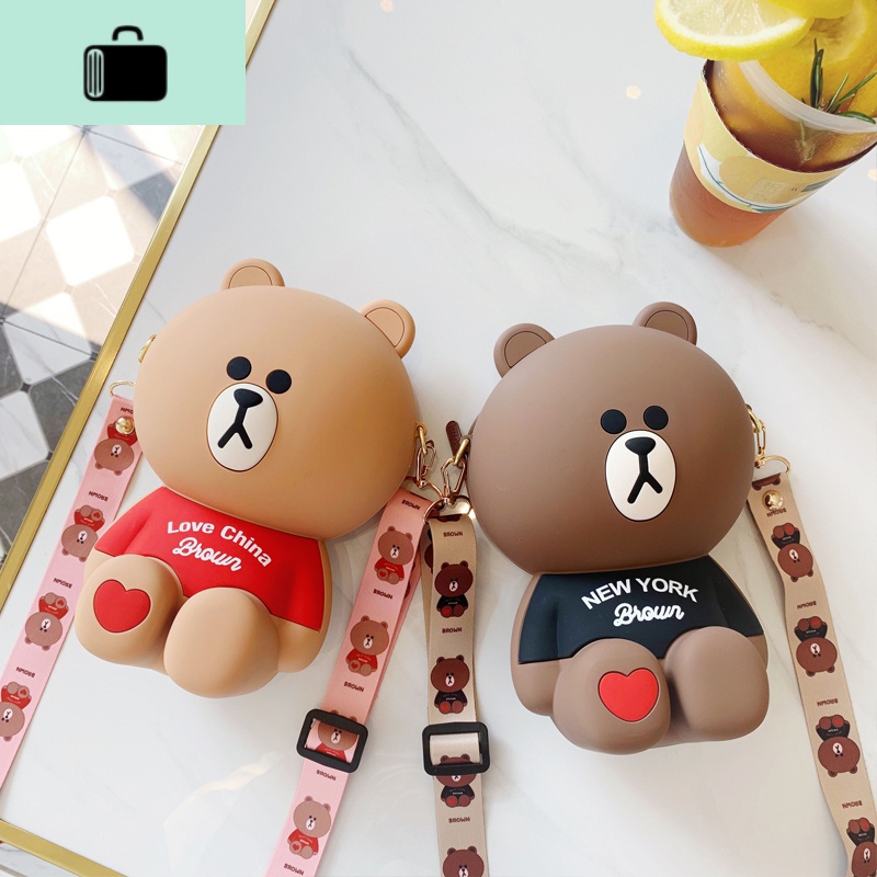 2020新款Q版大熊可爱流行包包硅胶时尚斜挎包卡通零钱包少女背包NEW LAKE高清大图