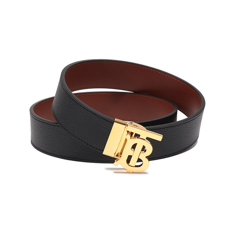 博柏利burberry男款牛皮革搭扣不可裁剪双面旋转皮带腰带8066650