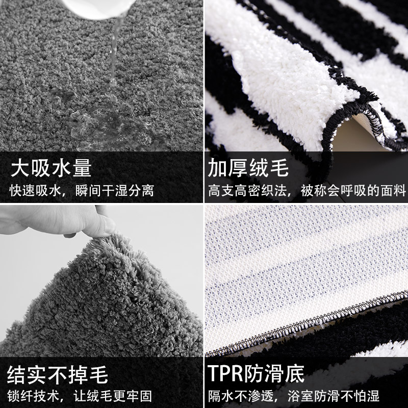 厕所吸水地垫垫浴室卫生间口卧室防滑个性地毯可机洗进垫子高清大图