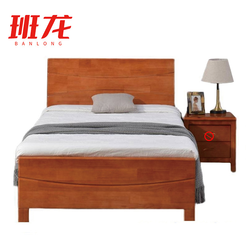 班龙实木床120*200cm+床垫木质套高清大图
