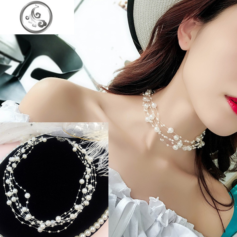 珍珠蕾丝儿童锁骨链女简约短款网红脖子饰品百搭韩国项圈项链颈带jimi