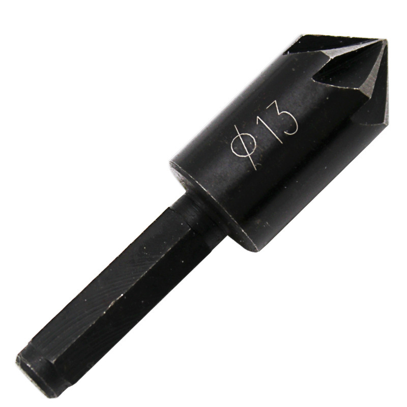 2支套碳钢七刃倒角刀打孔钻头 木工开孔钻孔定位木板倒角刀磨边器 2支