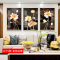 客厅沙发背景墙装饰画现代简约抽象艺术画餐厅墙挂画金色花 jc75（金色边框） 40*60cm三联套装（建议1.8_529