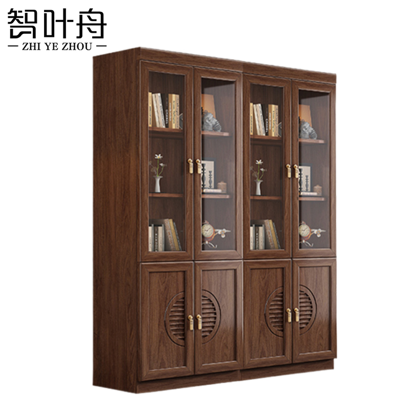 智叶舟实木办公柜四门1490*372*1940mm台高清大图
