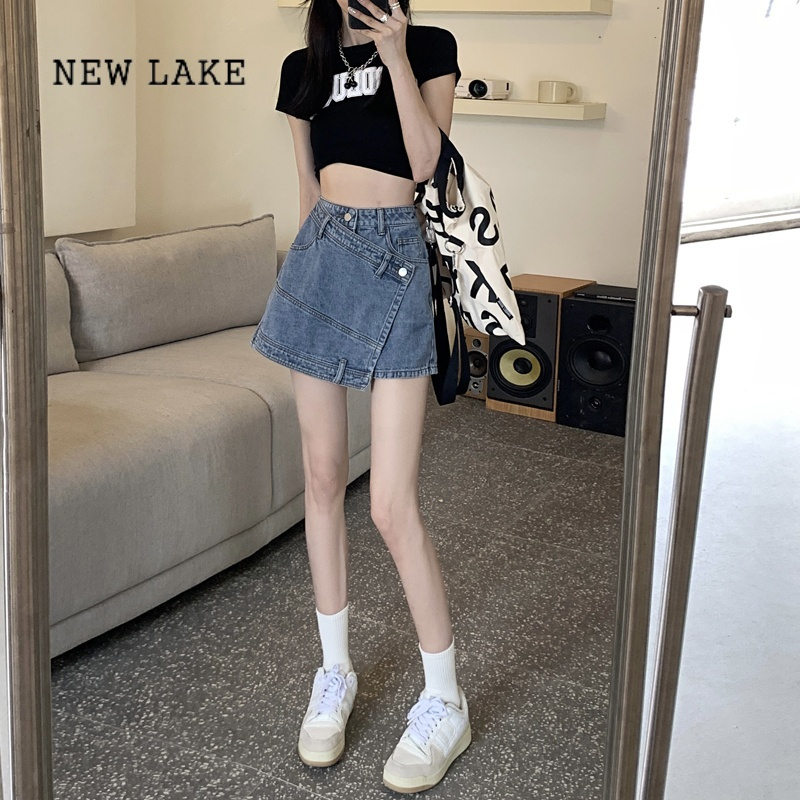newlake大码胖妹妹mm高腰牛仔短裤夏季a字半身裙子显瘦直筒阔腿裙裤
