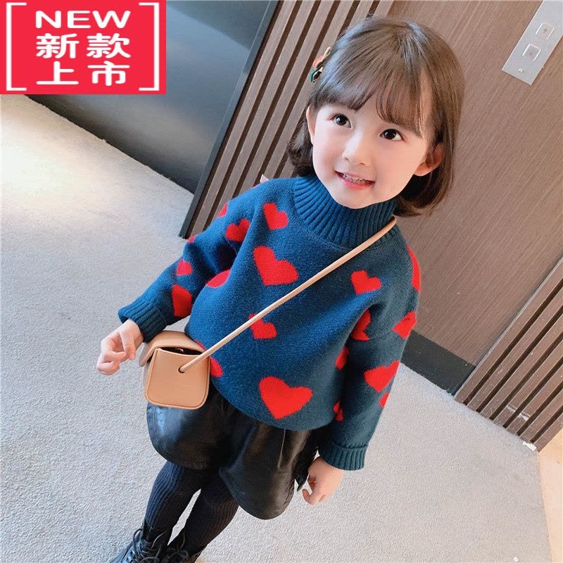 可莉允女童高领加厚打底毛衣2022新款套头儿童女宝宝秋冬季厚加绒针织衫图片