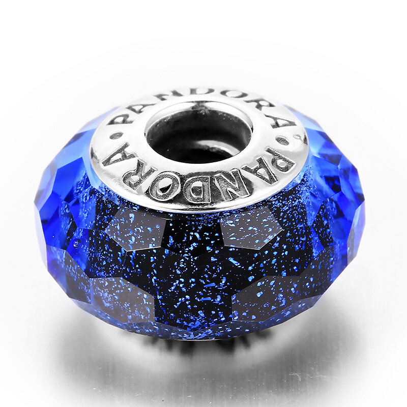 PANDORA潘多拉 闪耀蓝色切割面琉璃925银串饰吊坠 791646