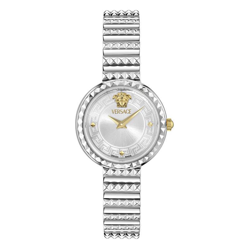 范思哲Versace手表女石英银色表盘圆形表盘不锈钢带商务休闲高清大图