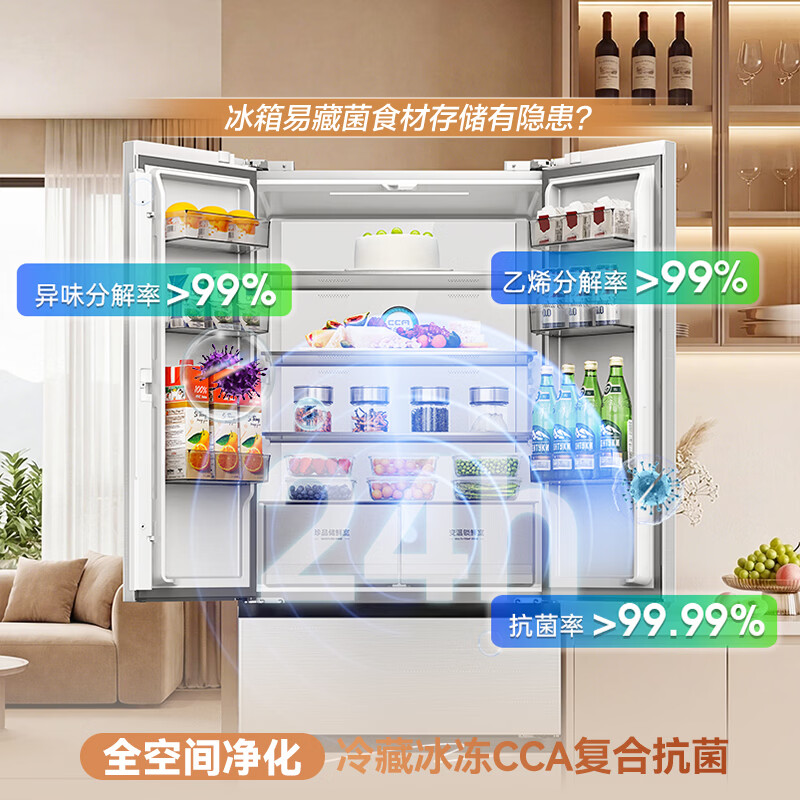容声560L 26年新品法式冰箱超薄四门风冷无霜大容量双系统双循环一级能效白色SR-560D30FNLBD国家补贴高清大图