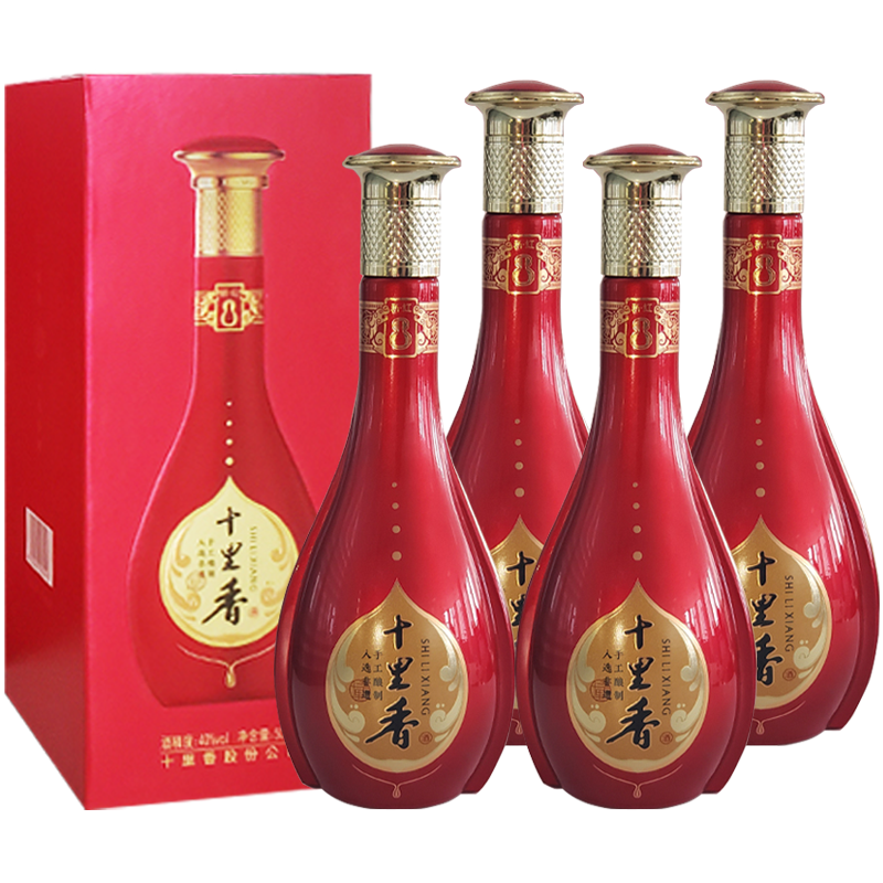 [中华老字号]十里香 40度红八 500ml*4瓶整箱装 非遗酿造浓香型白酒礼品酒 沧州特产 华北
