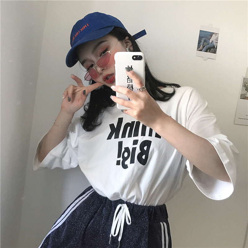 里小姐~韩版时尚休闲套装夏装宽松短袖T恤+闪光阔腿短裤女 字母T+阔腿裤 均码