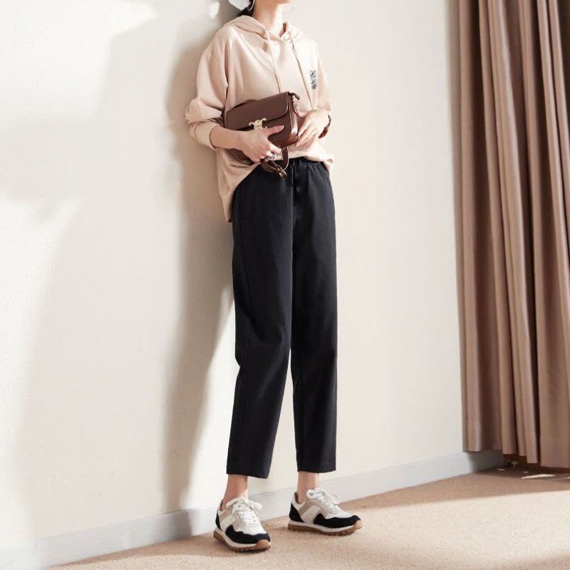 特大码300斤裤子女宽松显瘦学生胖妹妹200斤休闲裤黑色哈伦裤图片