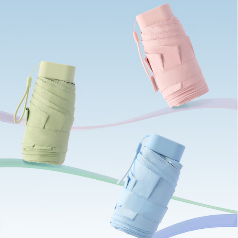 天堂防紫外线阳伞50767E五折6K伞下90CM黑胶防晒轻巧便携五折扁伞午夜蓝高清大图