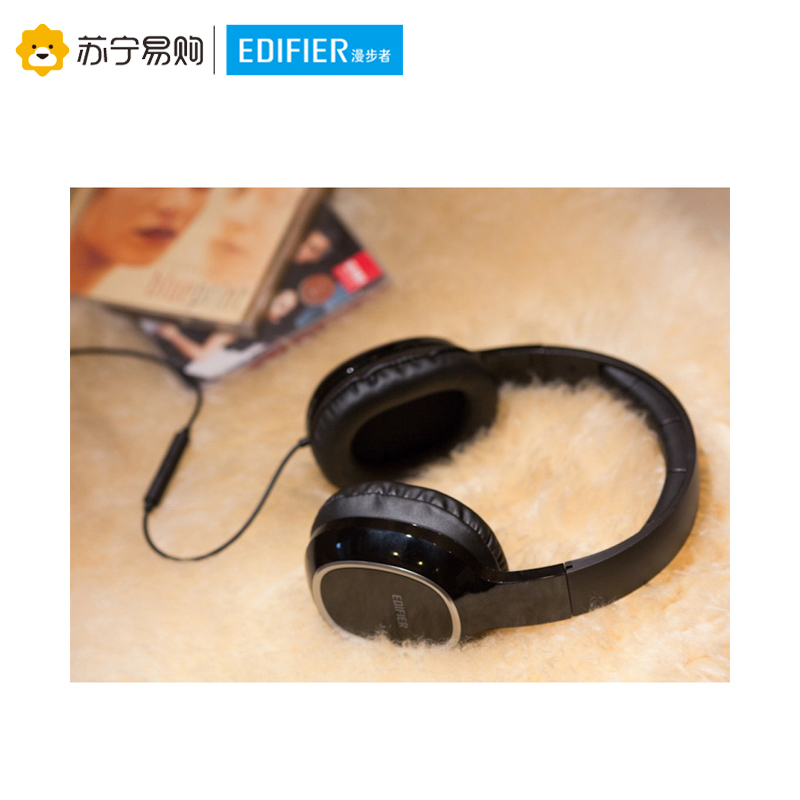 漫步者Edifier K815P电脑游戏3.5mm插孔有线耳机手机平板通用头戴式立体声耳麦 黑色