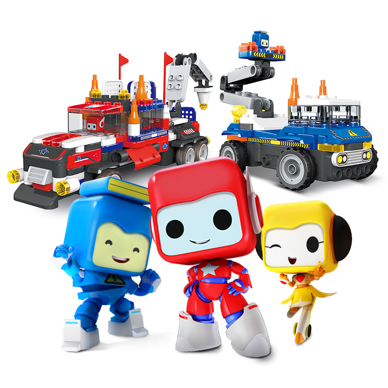 百变布鲁可大颗粒积木遥控卡车布鲁克小队男孩子儿童拼插樂高玩具