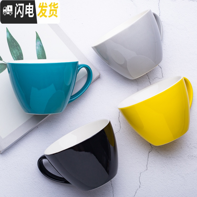 三维工匠创意简约个性陶瓷杯子潮流纯色马克杯男女学生水杯家用牛奶咖啡杯 猫咪杯-灰色咖啡器具高清大图