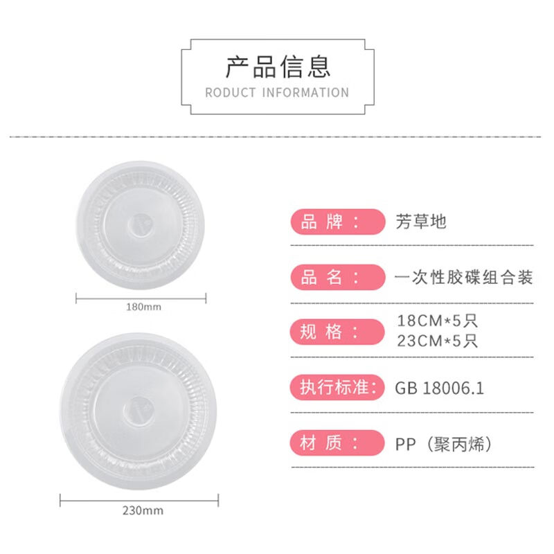 芳草地一次性胶碟10只 加厚塑料盘塑料碟水果盘户外烧烤蛋糕盘圆盘餐具 3G5736高清大图