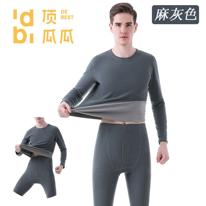 冬季德绒保暖内衣套装男加厚冬天情侣秋衣秋裤德绒打底衫女高清大图