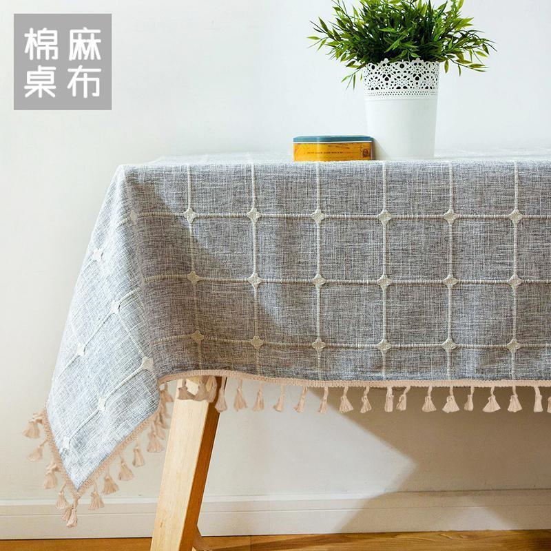 美帮汇北欧风餐桌布艺现代简约茶几桌布棉麻小清新长方形台布正高清大图