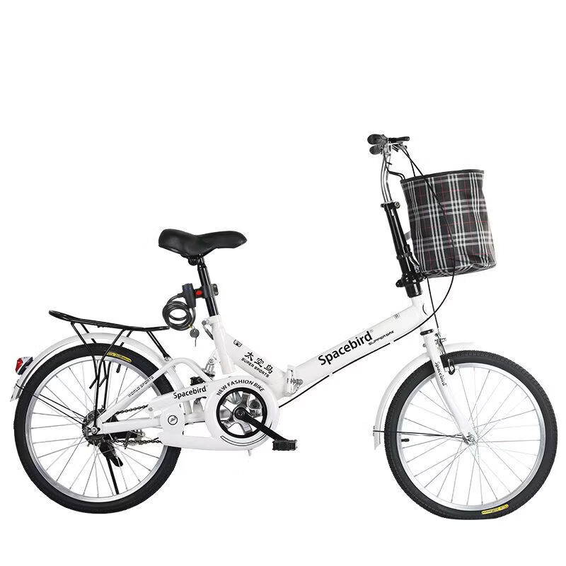 折叠自行车20寸单速变速减震迷你超轻便携男女式儿童学生单车 20寸白色单速折叠减震款 加礼包
