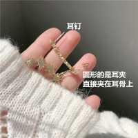 韩国气质ins风耳钉女复古港风法式耳环耳骨夹925纯银针六芒星耳饰 银针一对