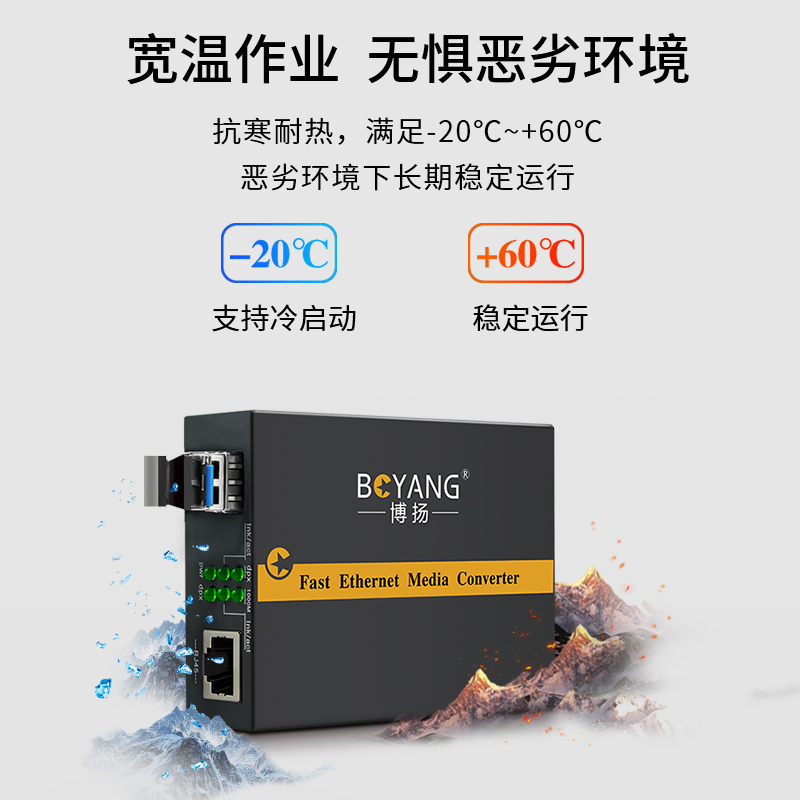 博扬 BY-WG611S-LC-40KM电信级千兆单模双纤光纤收发器光电转换器 支持14槽机架 外置电源40公里LC接口