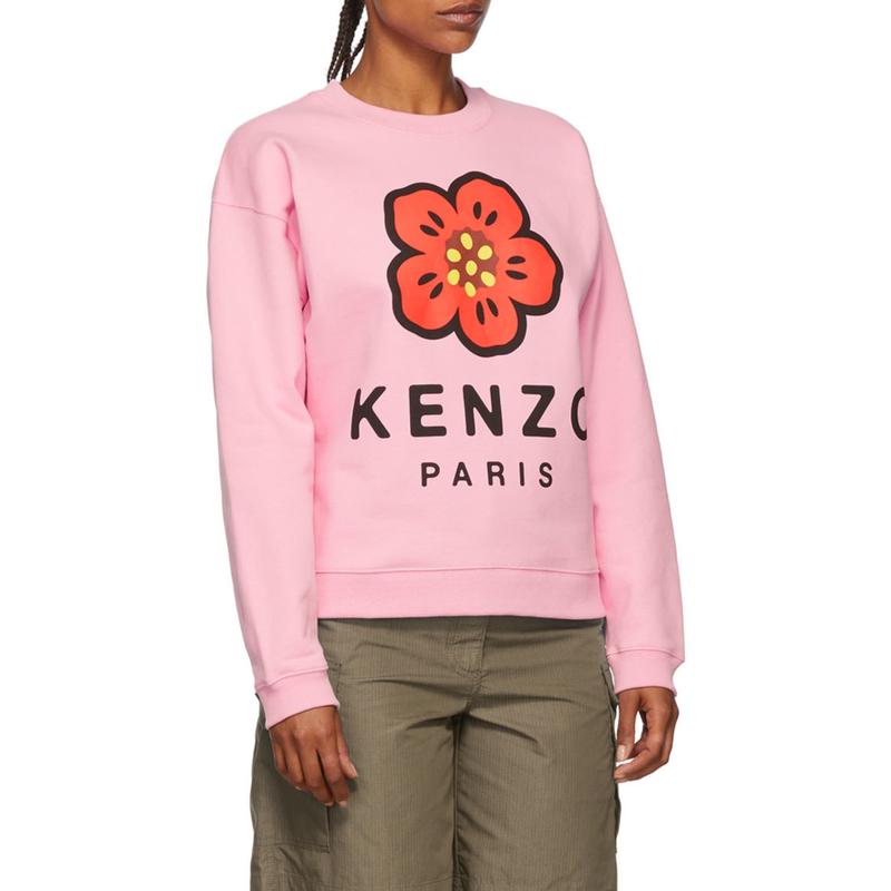 高田贤三(Kenzo)女运动卫衣长袖圆领印花logo抓绒外套保暖舒适时高清大图