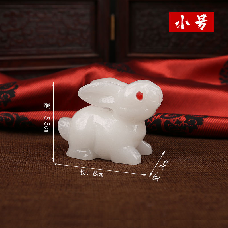 美帮汇兔子摆件 姻缘玉石兔子家居创意装饰品玉兔摆件高清大图
