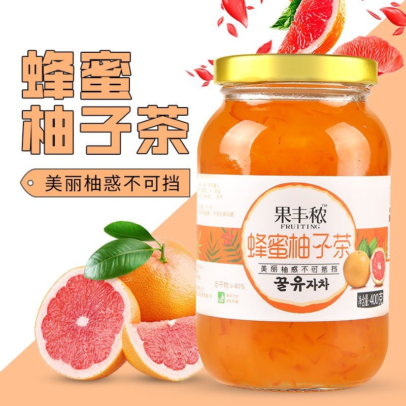 果丰秾蜂蜜柚子茶柠檬茶组合罐装400g*2泡水喝的饮品冲饮冲泡水果茶酱速溶 秋日冲饮 果酱