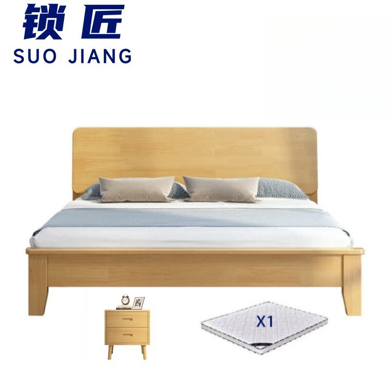 锁匠床+床垫+床头柜高清大图